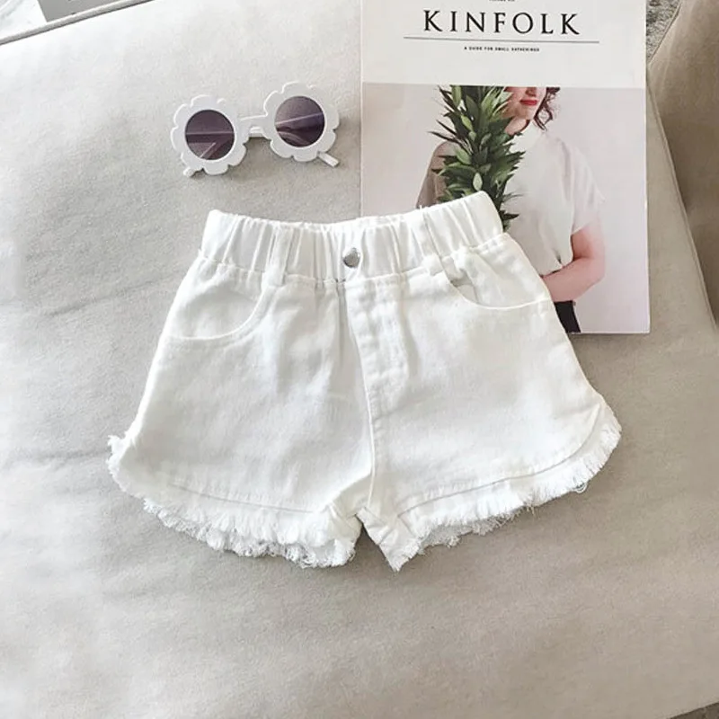 Children's Summer New Solid Color Korean Pants Girls Casual White Jeans Children Black Shorts Baby Hot Pants Kids Shorts image 3
