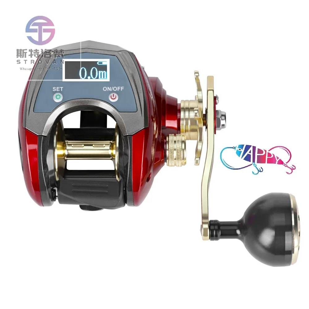 6+1BB Digital Display Electric Count Wheel Charging Metal Spool 6.4:1 Gear Ratio with 20kg Drag Trolling Fishing Reel