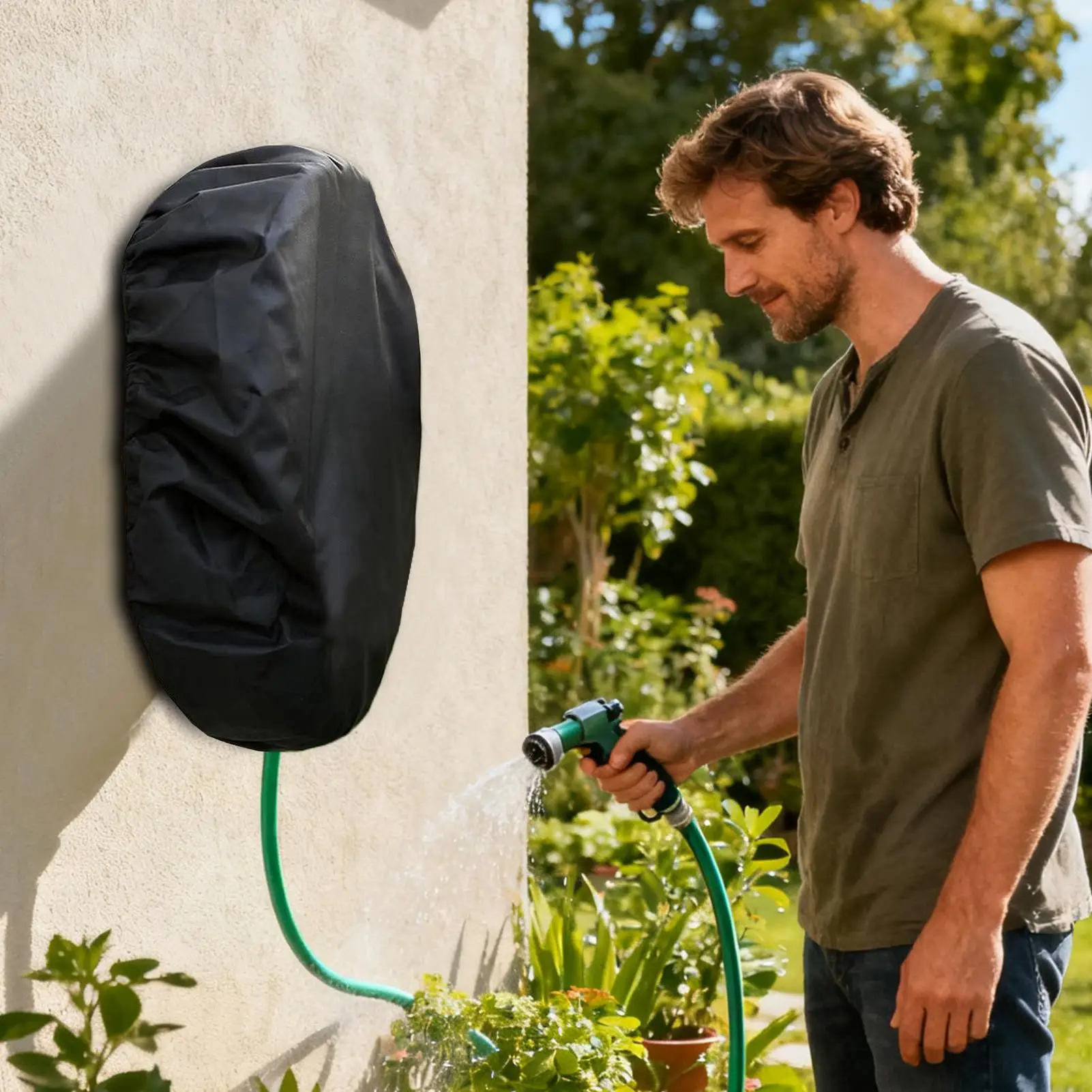 Wall-mounted garden hose protector cover 420D Oxford cloth Hose Dustproof Bag Waterproof Hose case for Outdoor Garden