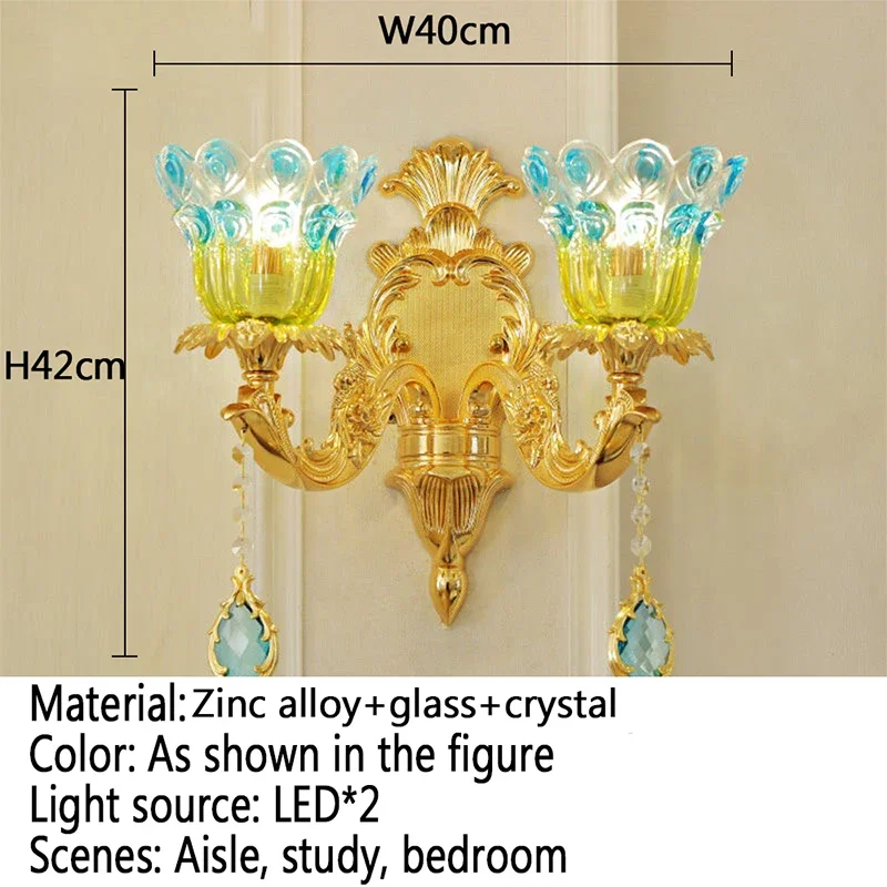 PLLY lámpara de pared de cristal europeo, iluminación de lujo para sala de estar, dormitorio, mesita de noche, fondo, pared, pasillo, Villa, Hotel