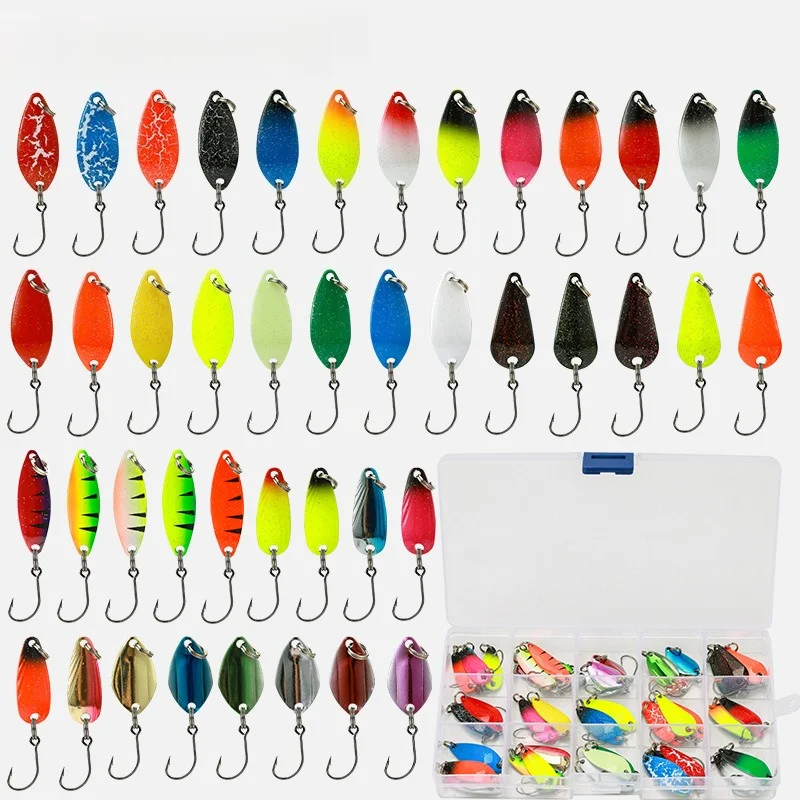 

43/12pcs Trout Bait Sequined Fishing Spoon Lure Set Metal Spoon Fishing Lure Sequin Wobbler Casting Jigging Tackle Accessories