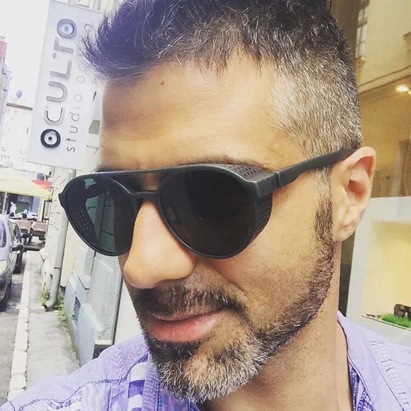 Vintage Steampunk okrągłe okulary przeciwsłoneczne męskie marka projektant lustrzane okulary przeciwsłoneczne męskie moda osobowość jazda óculos De Sol
