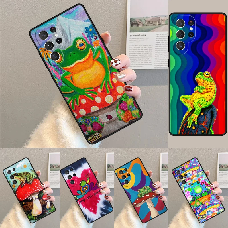 Cover For Samsung Galaxy S24 Ultra S21 S22 S8 S9 S10E Note 10 20 Plus FE S23 Frong Froggy Art Groovy Hippie Phone case Coque