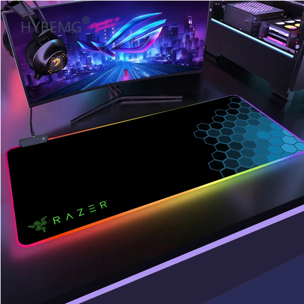 

RGB светодиодный коврик для мыши RAZER, коврик для мыши, игровой Настольный коврик Kawai Mausepad, игровой коврик для офиса «сделай сам», коврик для мыши, компьютера, ПК, геймера