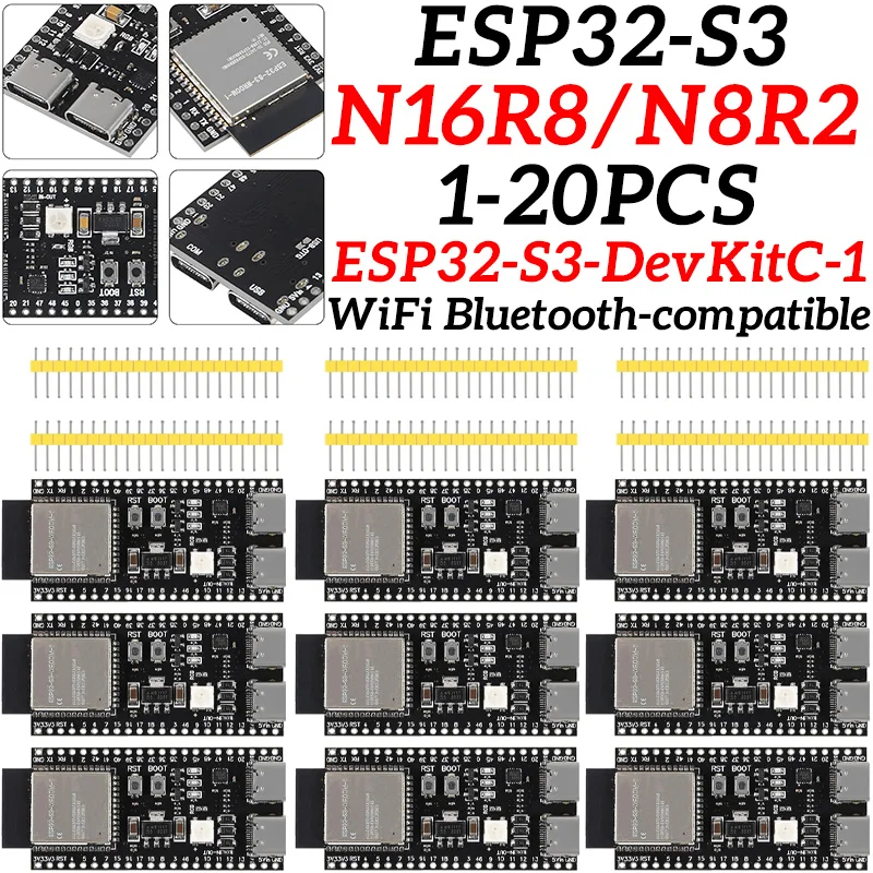 ESP32-S3-DevKitC-1 ESP32-S3 N8R2 N16R8 WiFi Bluetooth-compatible BLE 5.0 Mesh Development Board ESP32 Wireless Module