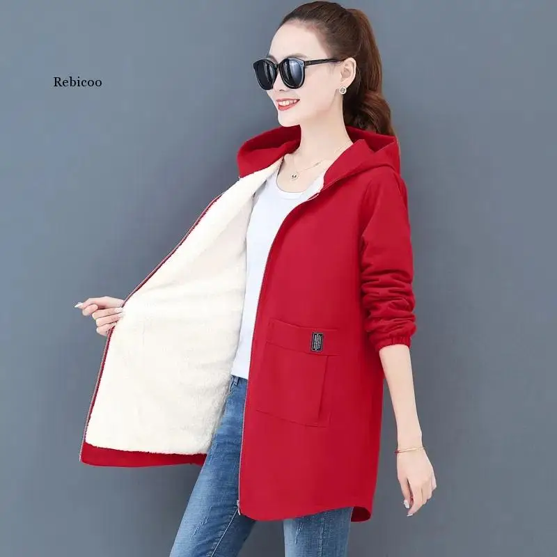 

Women Winter Coat 2022 New Korean Large Size Loose Hooded Jacket Autumn Casual Add Velvet Female Windbreake