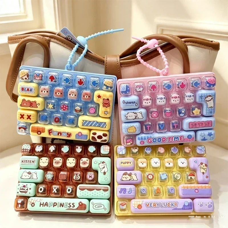 26Grid Keycap/* Clicker Anti Stress Fidget Keyboard Keychain Decompression Button Cartoon Hand Relax Party Favor Gift 26구 키캡 키링