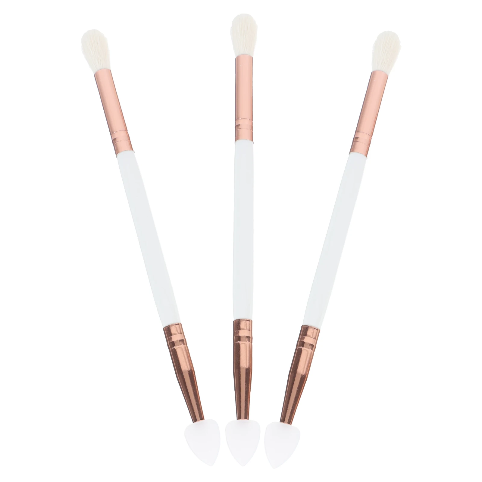 

Dual Headed Eyeshadow Brush 2pcs Premium Makeup Applicator Silicone Nylon Wood Handle Even Application Multi Section Portable