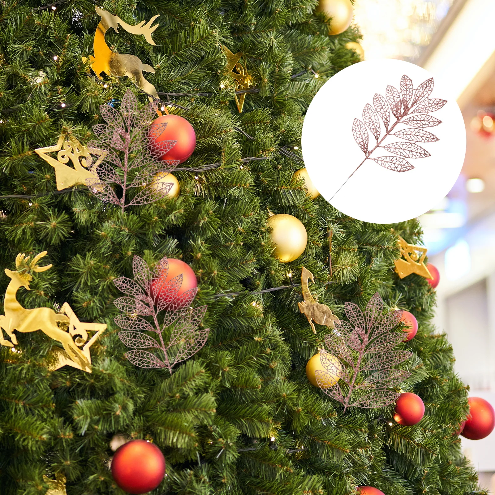 

5pcs Simulated Rose Leaves Creative Pendant for Christmas Tree Home Decor Artificial Foliage Holiday naments Red Color Plant