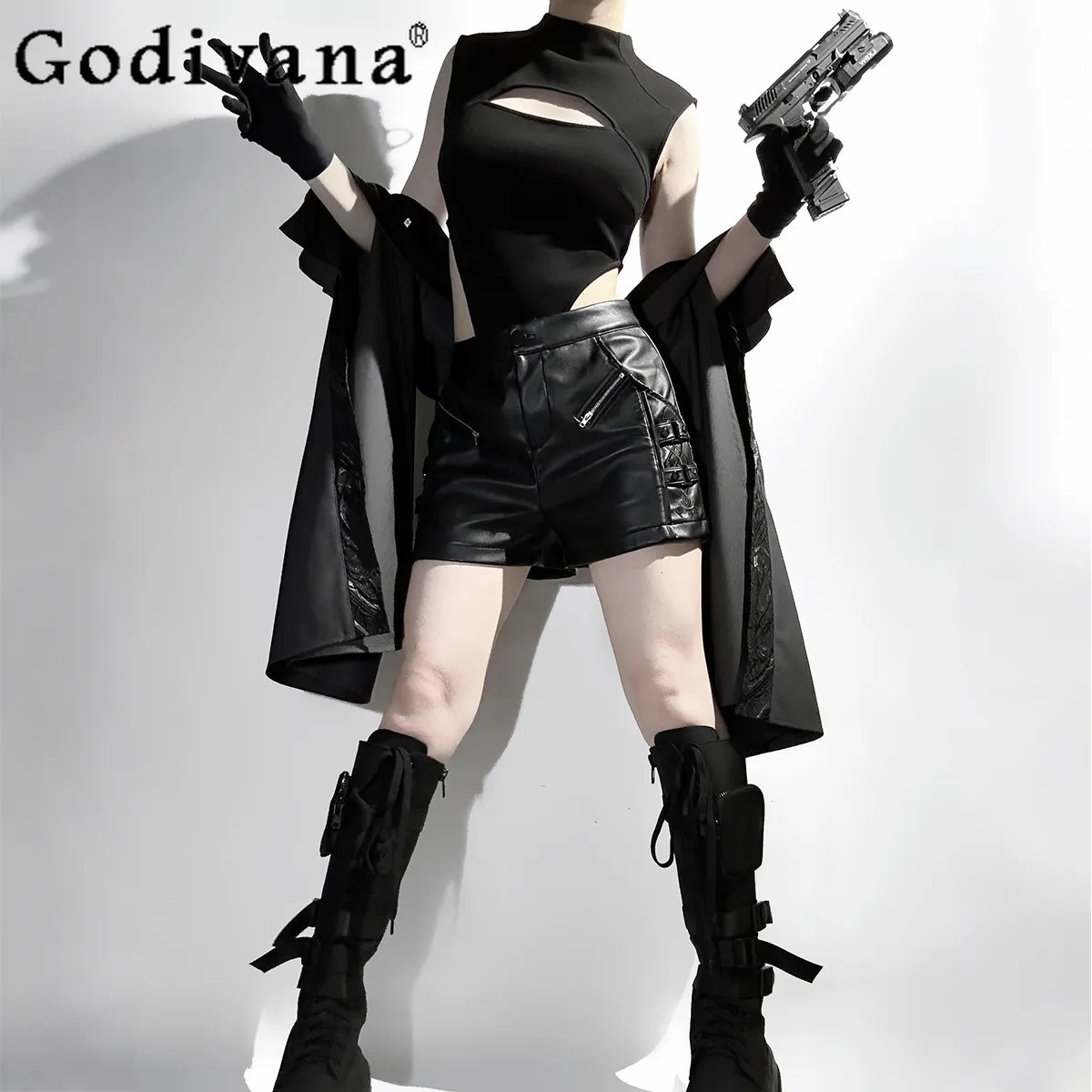 

Original Lolita Cosplay Shorts Set 3pc-set Women Sweet Cool Y2k Sleeveless Dress Top Long Sleeve Jacket Shorts Outfit Clothing