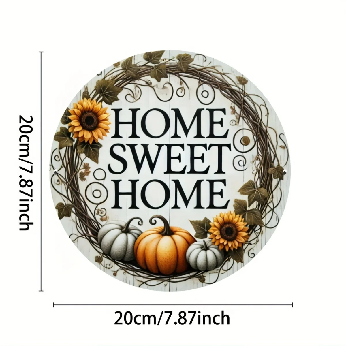 An 8 X 8 Inch Metal Sign Featuring a Sweet Home Wreath Design, Wreath Additions, a Metal Wreath Sign, And an Autumn Wreath Sign