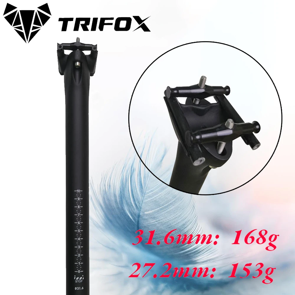 TRIFOX Carbon Fiber MTB Seatpost 27.2/30.9/31.6mm Ultralight 153g Seat Tube UD Matte For 7*7 / 7*9 / 7*10 Round Bow Saddle Rails