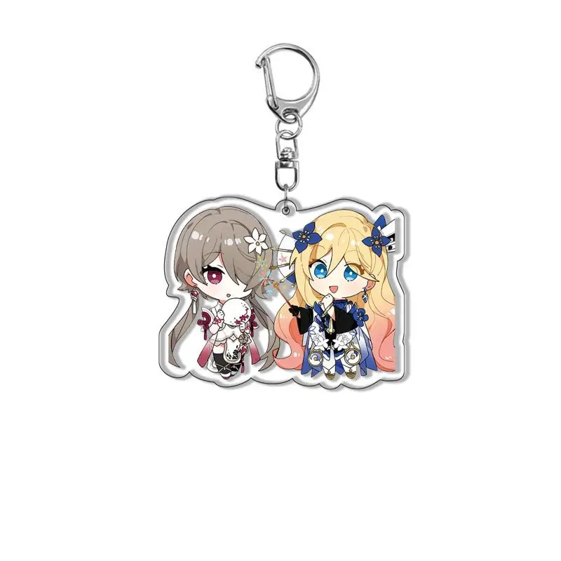 6CM Honkai Impact 3 Game Keychains Kiana Kaslana Double-sided Cartoon Figure Key Ring for Women Men Car Handbag Pendant Gifts