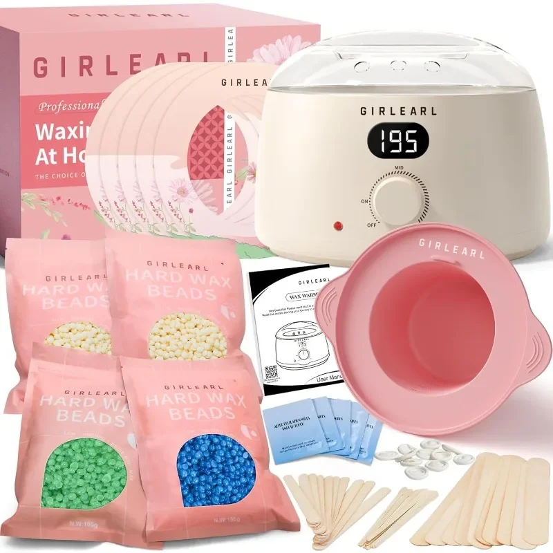 Premium Digital Waxing Kit for Women and Men, Wax Warmer Hair Removal at Home with Wax Beads & Silicone Pot