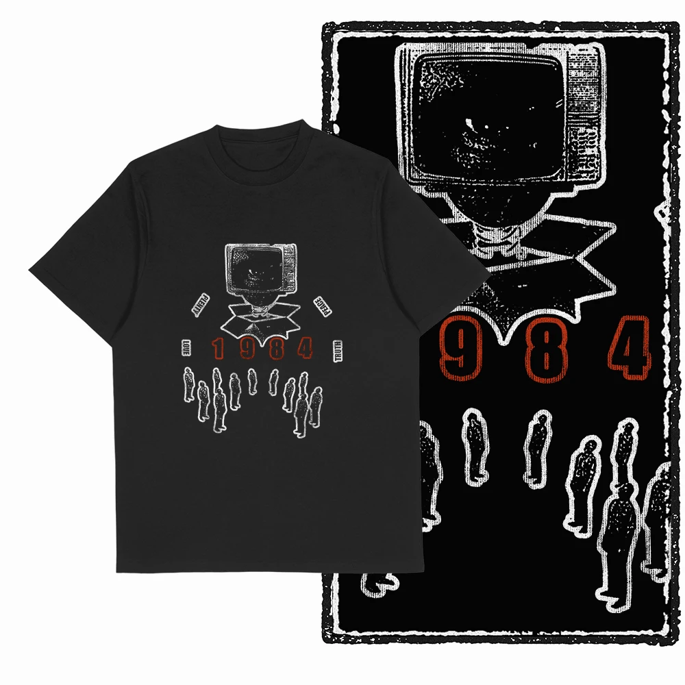 Retro Coolmind 1984 Bedrucktes T-Shirt für Männer und Frauen, Baumwolle, Locker Geschnitten, Lässiges Kurzarm-T-Shirt, Herren-T-Shirts, Sommer-Herrenbekleidung – Detail 11