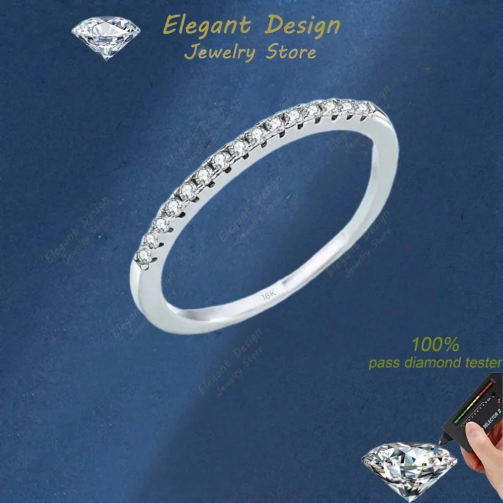

Elegant Design One Line Layout 0.15 CT Moissanite Luxury Style Wedding Ring, Jewelry Simplicity 18K White Gold Ring for Women