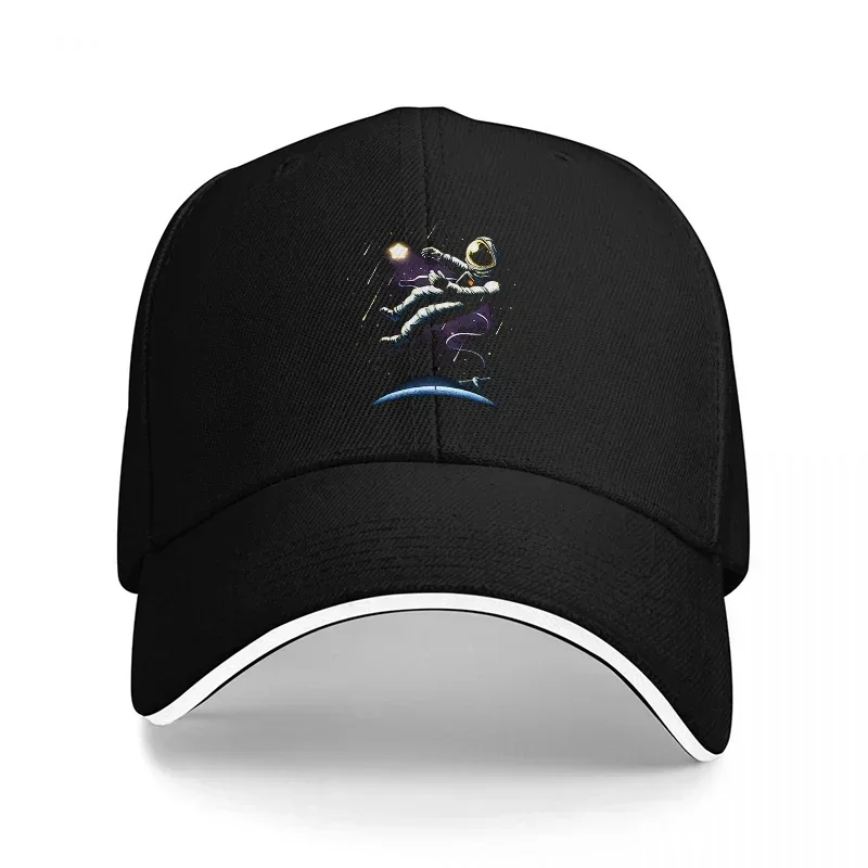 New Galaxy Explorer Embroidered Baseball Cap Cosmic Astronaut Design Black Adjustable Hat for Space Enthusiasts and Sci Fi Fans