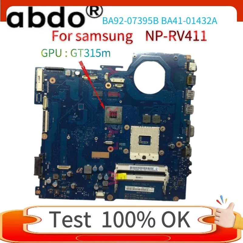 abdo BA41-01425A BA41-01423A BA92-07391BBA92-07395A for Samsung RV411 notebook motherboard PGA989 HM55 GT315M 100% test work