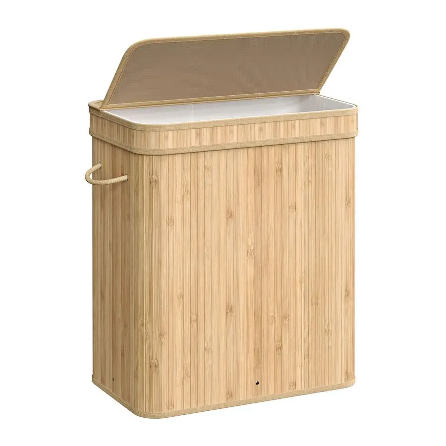 

Laundry Hamper with Lid, Bamboo Laundry Basket, Removable Machine Washable Laundry Basket, with Handles, 26.4Gallons, for Laundr