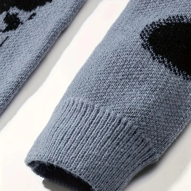 ผู้ชายถักเสื้อกันหนาวหลวมเยาวชนO-คอY2kเสื้อผ้า2024ฤดูหนาวHip Hop Skullพิมพ์VINTAGEเสื้อกันหนาวเสื้อแขนยาว