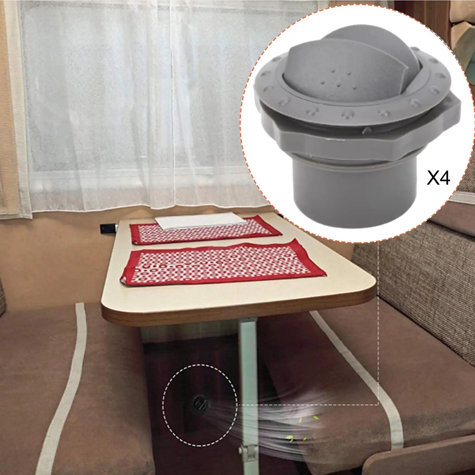 Gray Air Conditioning Vent Durable Round Louvered Exhaust Grille for Auto Parts RV Boat Dashboard Side Roof