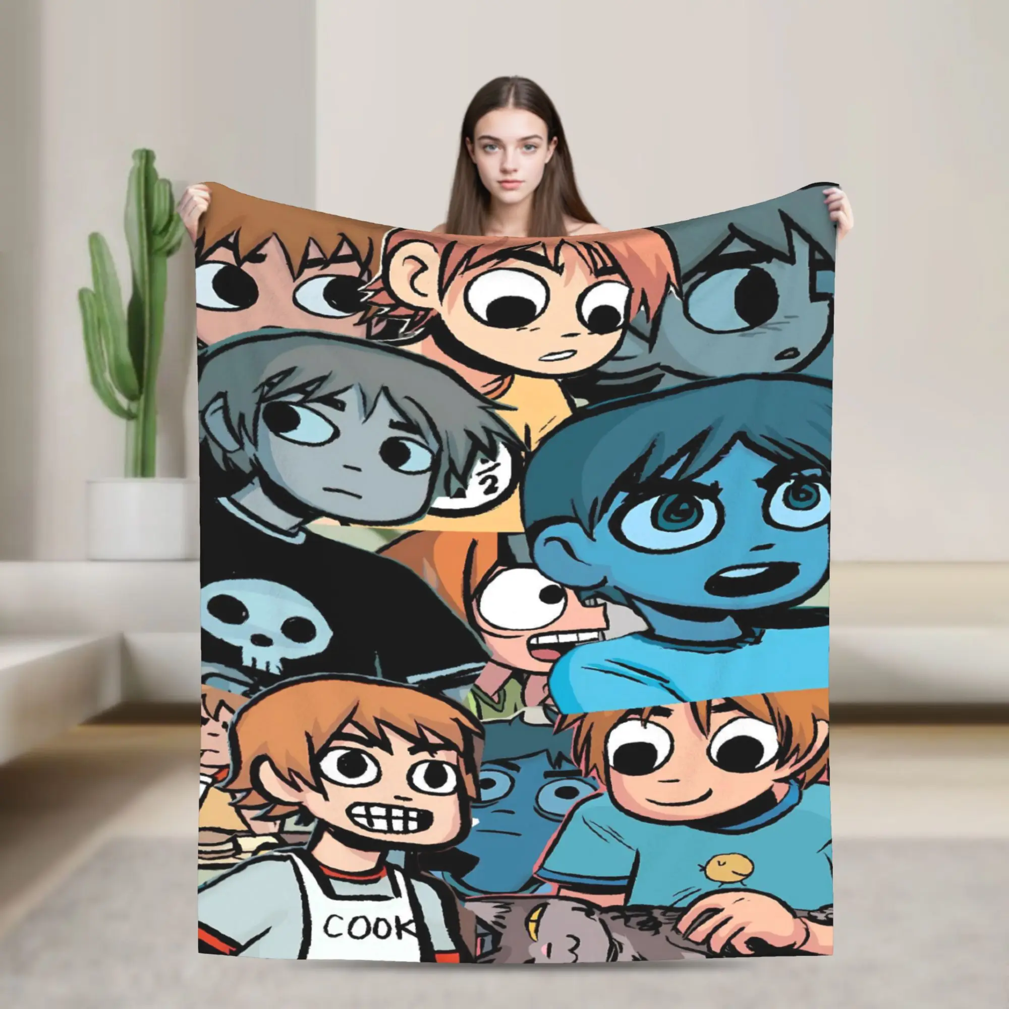Scott Pilgrim Character Group Blankets  Soft Funny Plush Throw Blanket For Boy Girl Home Decor Flannel Bedspread Bed Cover