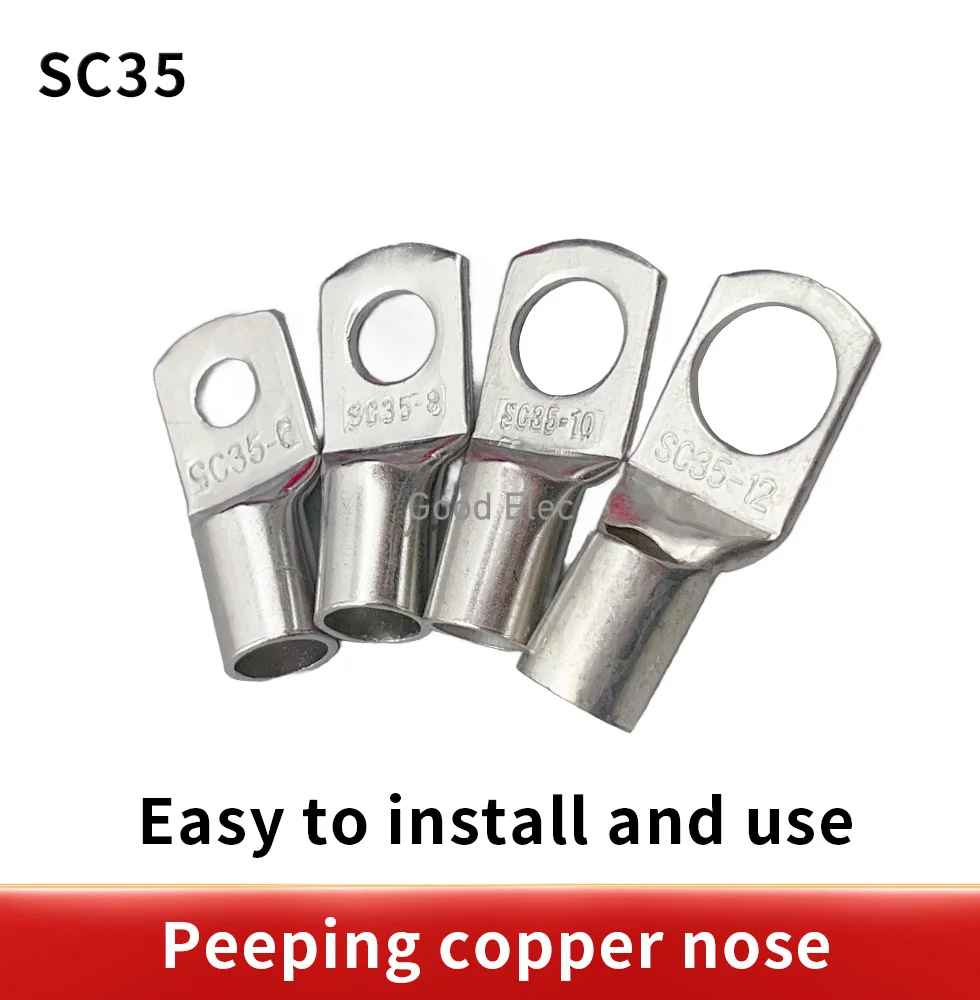 SC35-6 SC35-8 SC35-10 SC35-12  Cable lugs Battery Terminals 35mm wire Bolt Hole Tinned Copper