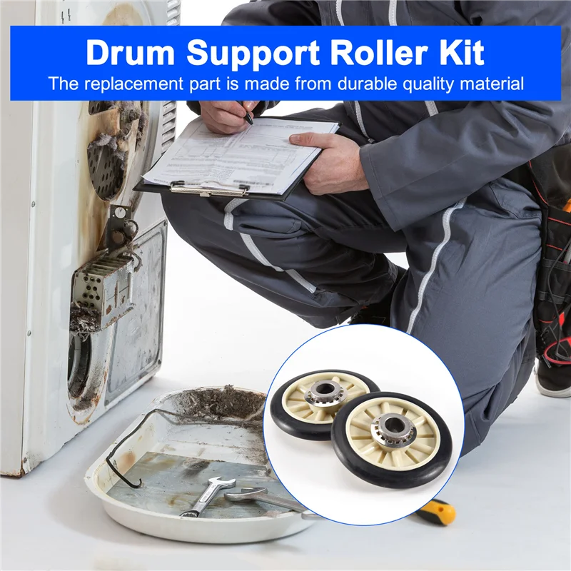 LICE-2PCS 349241T Dryer Drum Roller Kit For Whirlpool Kenmore Sears