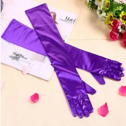 Guantes de mano largos de longitud de ópera para boda, guantes de novia amarillos/morados, guantes de baile para niñas, recién llegados, ST214