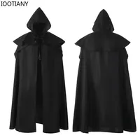 CosplayAdult Halloween Vampire Role Playing Hooded Costume Medieval Retro Wizard Death Cloak Cape Carnival Party Stage Performan