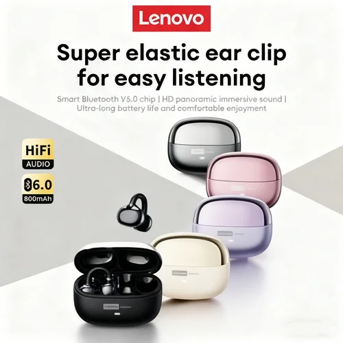 Imagen 2 del producto Auriculares con clip para la oreja Lenovo LE302 TWS |   Bluetooth 6.0, sonido HIFI, baja latencia, control táctil, batería de larga duración con micrófono