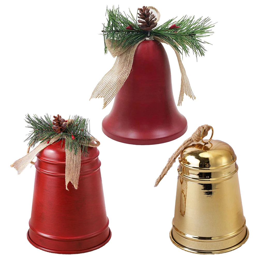 1PC Christmas Jingle Bell Metal Decorative Pendant For Christmas Tree Ornament Home Party Decoration Supplies Red Gold