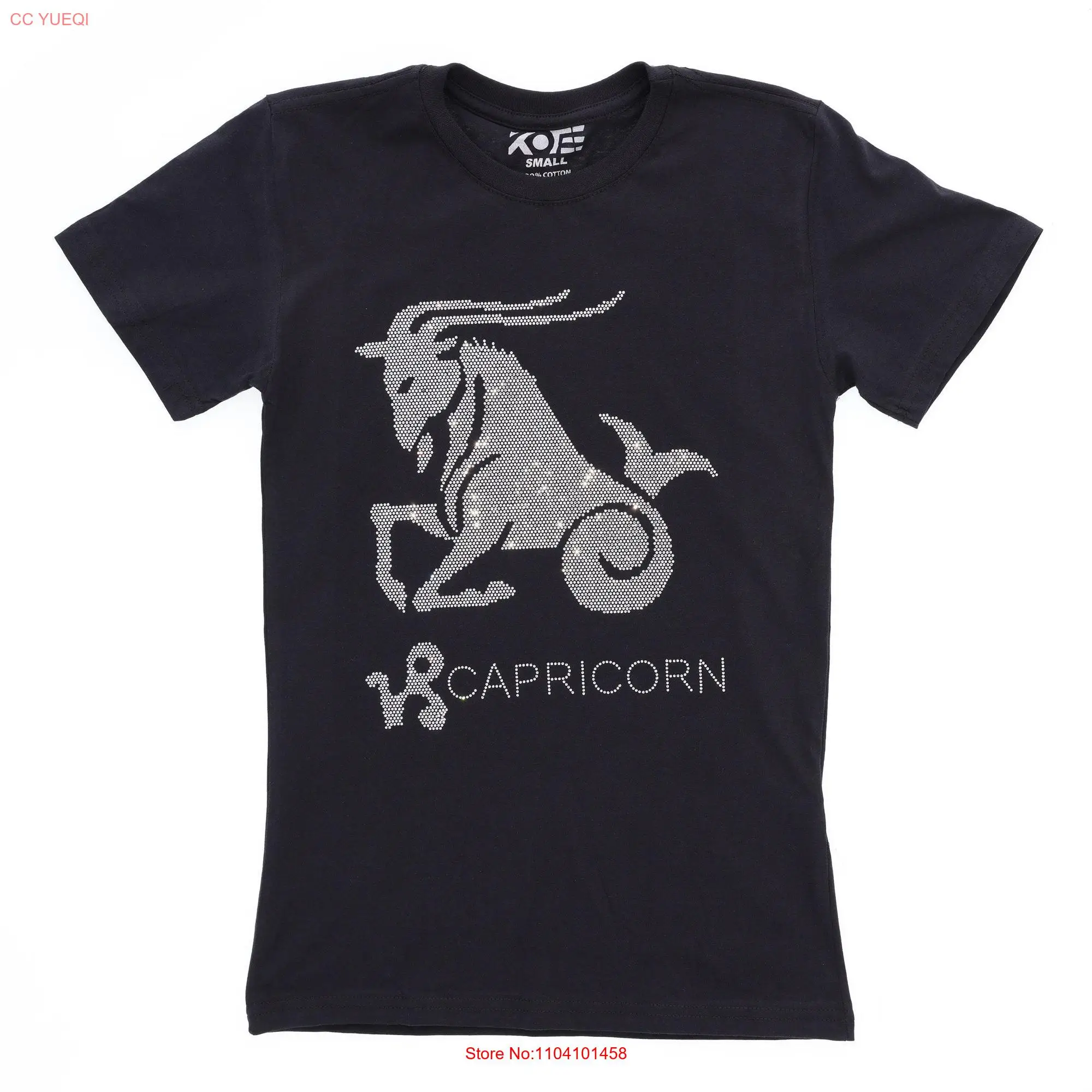 Capricorn Bling Rhinestone T Shirt Zodiac Sign Astrology Horoscopes Birthday Women Black long or short sleeves