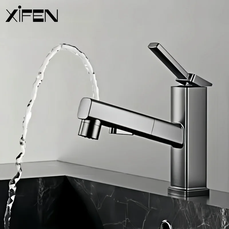 

Rotating Pull Bathroom Faucet Hot and Cold Water Outlet Bathroom Sink Faucet Three Mode Water Outlet Sink Faucet Tap