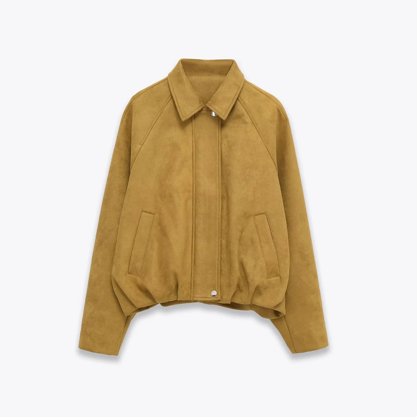 

2025 Winter New Women's Fashion Lazy Style Loose Short Version Collar Long Sleeve Jacket Pilot Zipper Coat