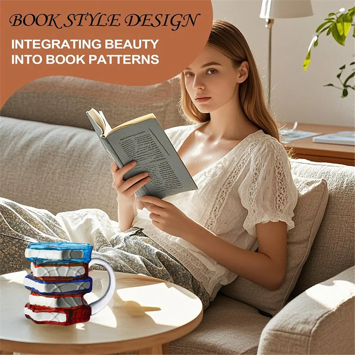 Book Mug Stained Glass Bookish Books Stack Mug Colorful Cute Bookish Items for Women Men Teachers Writers Literature
