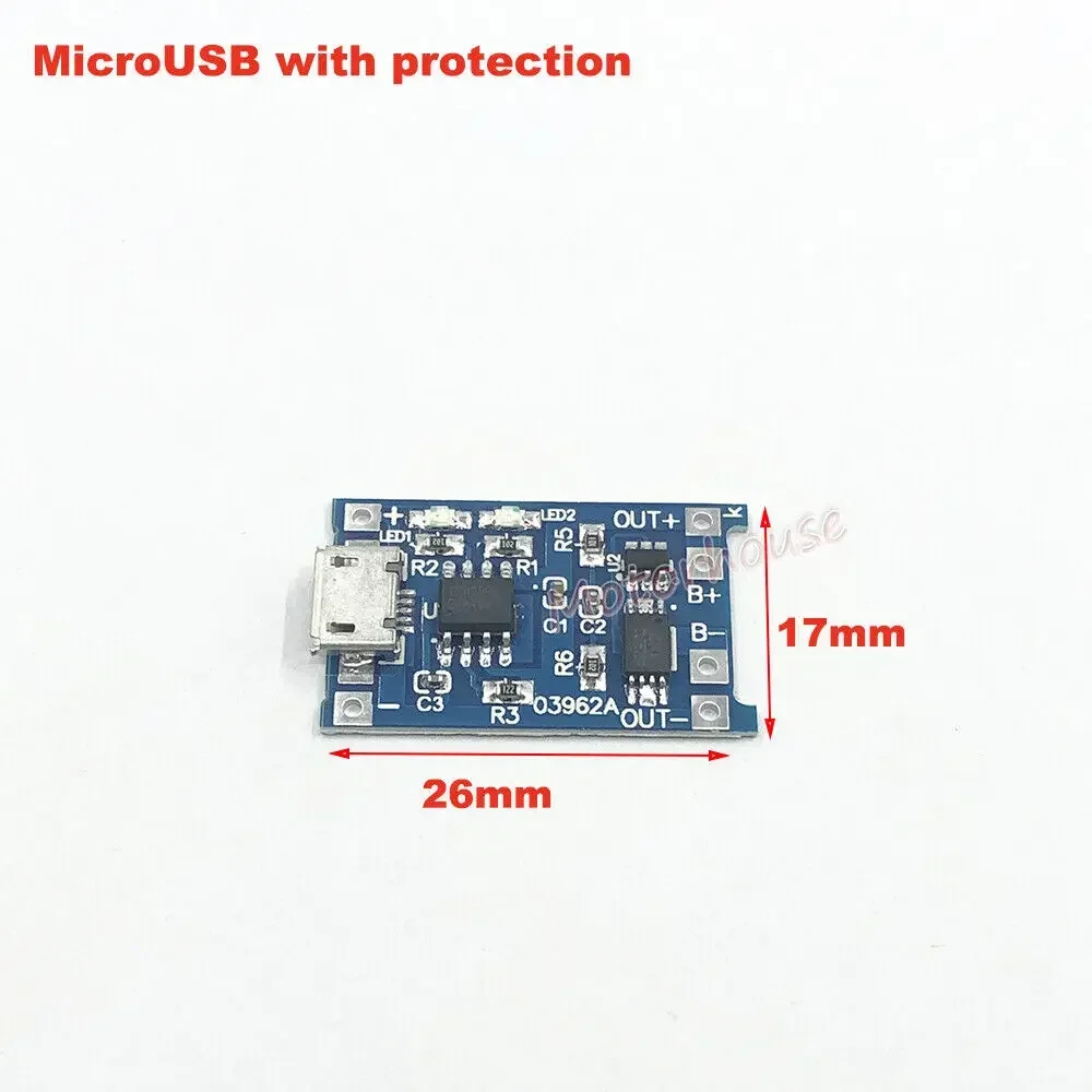 5V Micro USB Mini USB-C 1-3A 1S 3.7V 3.8V Lipo Lithium Li-ion 18650 Battery Charging Board DC Step Down Converter Charger Module