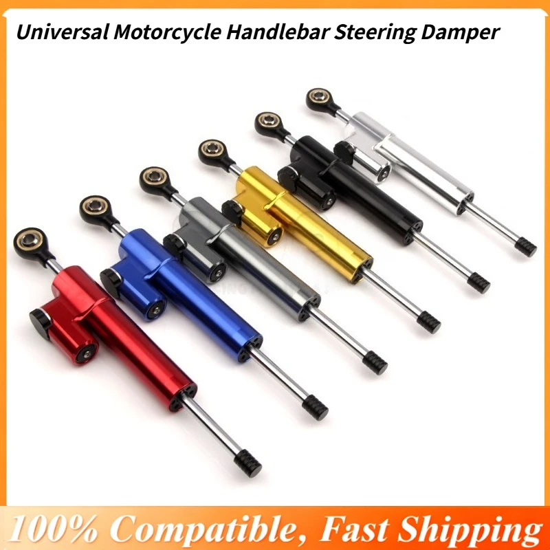 

Universal Motorcycle Handlebar Steering Damper, Adjustable Stabilizer to Prevent High Speed Wobble, Anti-Shake Titanium Damper