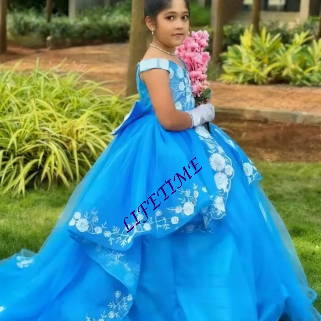 Flower Embroidery Light Purple Princess Dress Flower Girl Dress for Wedding Ceremonies Birthday Party Formal Parties Customized