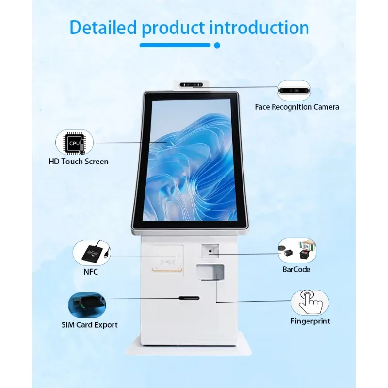 23.6 Inch Curved Touch Screen Windows Indoor Interactive Self Service Kiosk Multi-functional Payment Order Inquiry