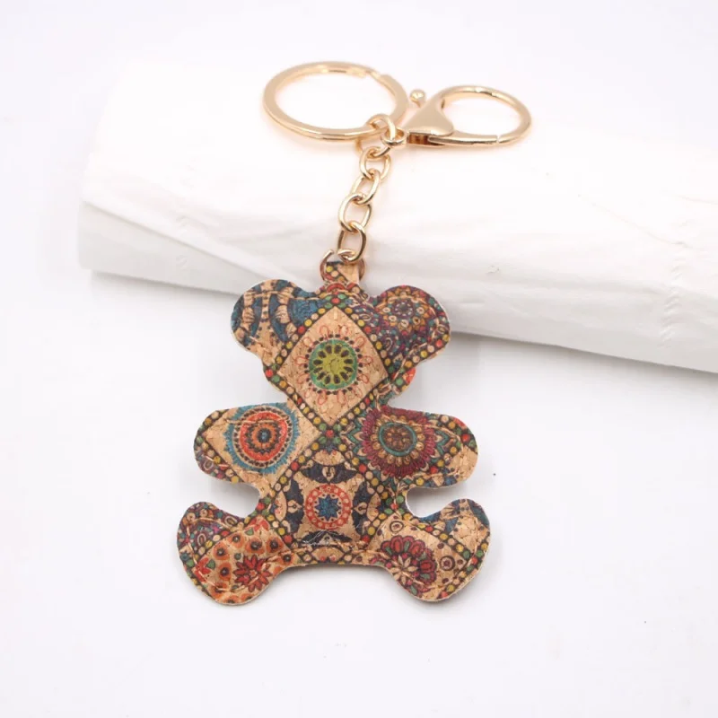 Star Bear PU Leather Keychain Charms Five-pointed Bag Pendant Hanging Decoration For Jewelry Making Key Chain DIY Accessories