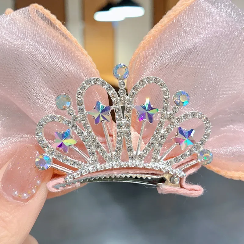 Bow Crown Girl Hair Accessories Baby Three-dimensional Headdress Princess Hairpin Children Bow Hairpin Headwear Cute Hairpin