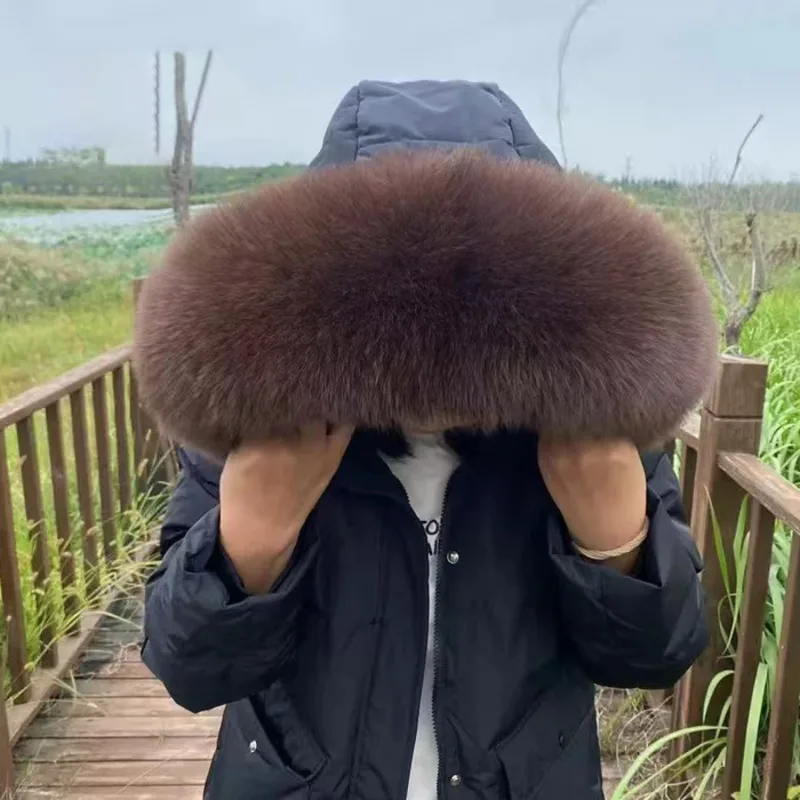 Echt Fox Pelz Kragen Für Mantel Kapuze Dekore Frauen Männer Winter Luxus Pelz Schal Echte Weibliche Pelzigen 100% Natürliche Pelz Schals Schals