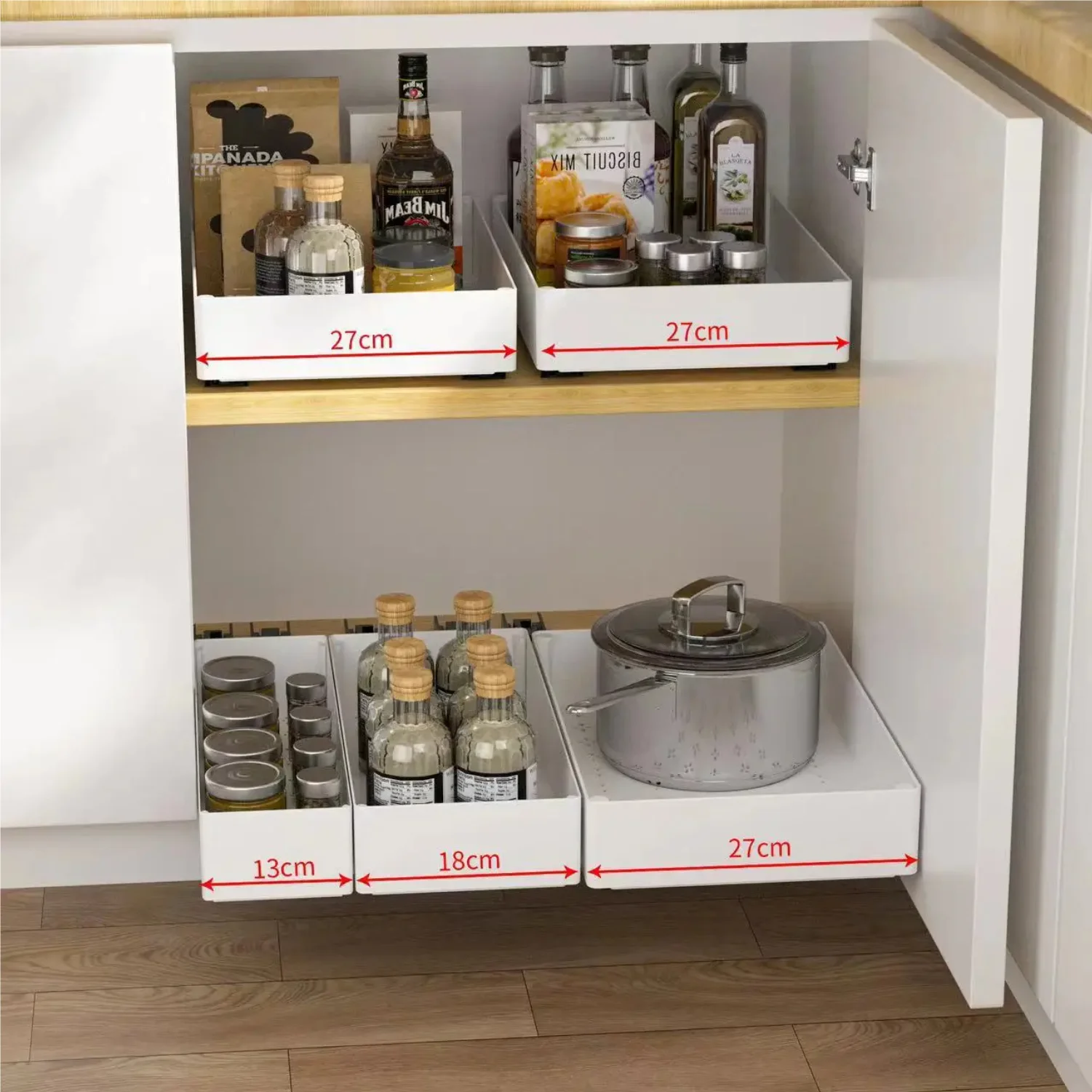 Punch-free Kitchen Pull-out Rack Pull-out Cabinet Storage Rack Under Sink Rack Pull Basket Drawer Kitchen Storage and Organizer