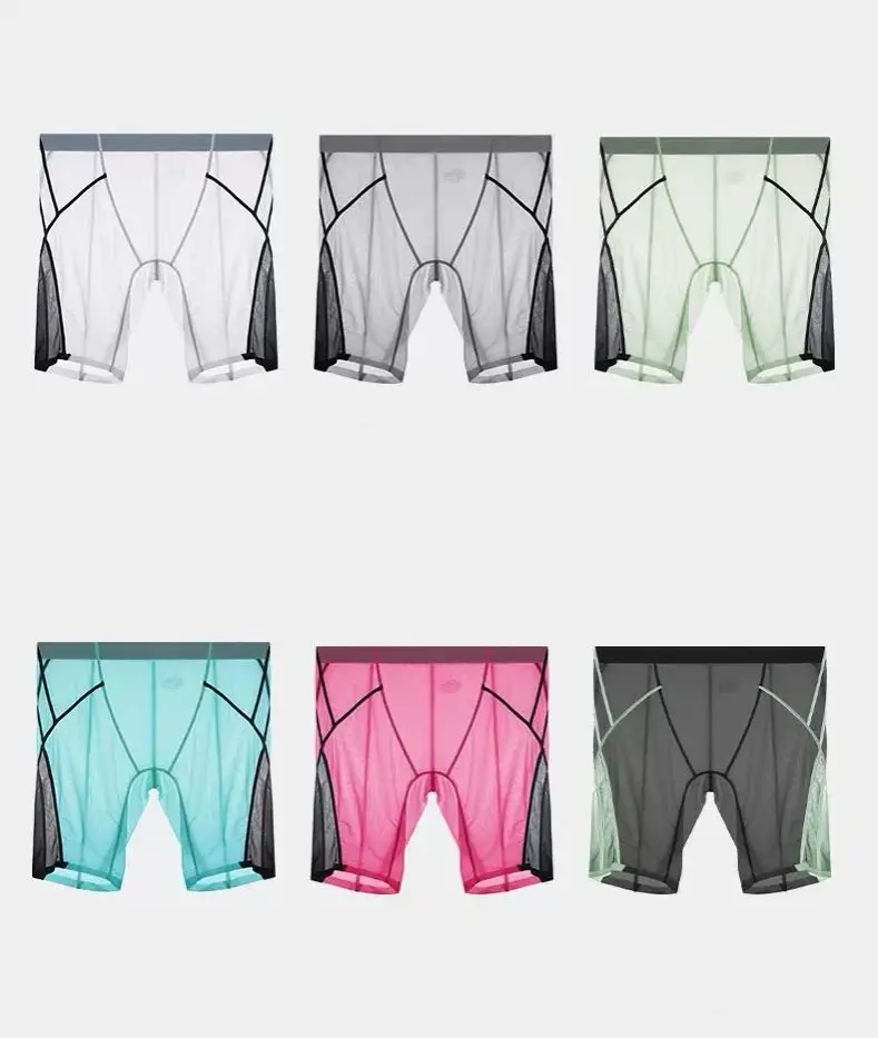Unique Cool and Fashionable Sports Underwear for Men, Anti Wear Crotch Anti Wear Leg Lengthening, Summer Ice Silk running boxer