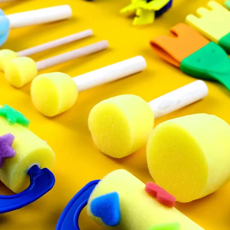 12-48PCS Sponge Stamp Brush Colorful Various Shape Painting Tools Geometric Round Heart Creative Rollers Artclass Stationery ZYF