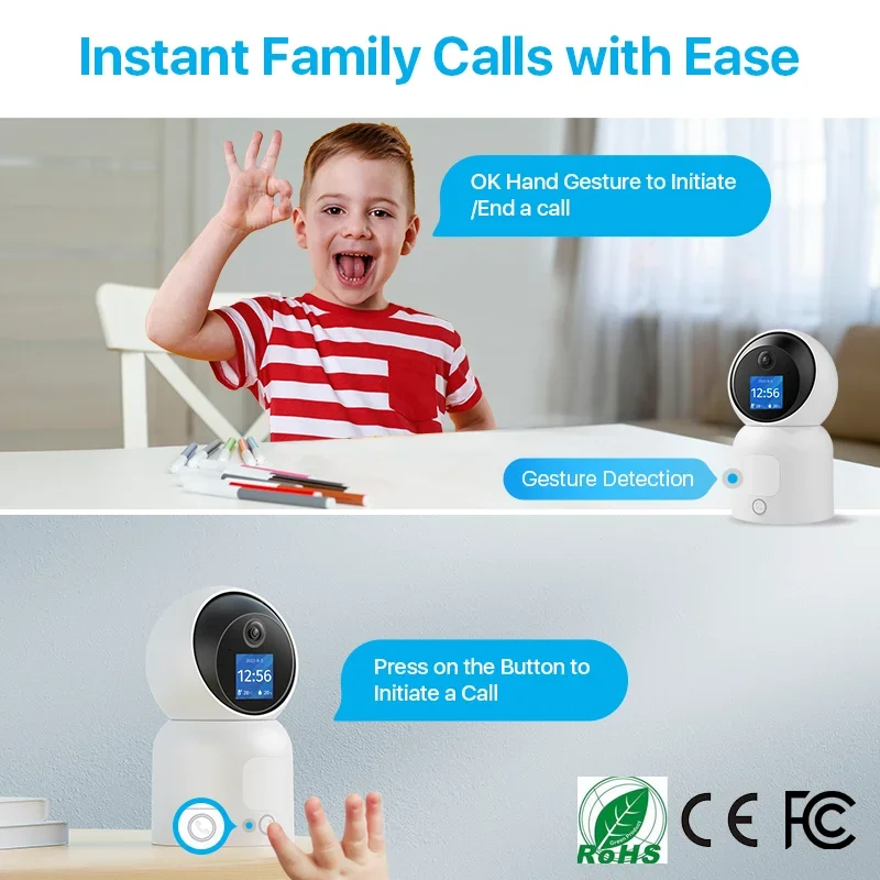 4MP Real-time Video Call  Camera Wifi AI Human Detection PTZ Cams Wireless  de seguridad Night Vision Smart