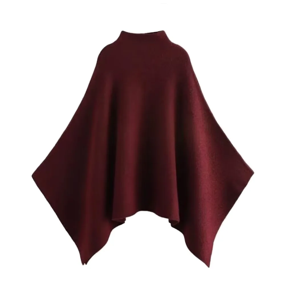 

Модная осенне-зимняя женская шаль, свободный кардиган с асимметричным дизайном, воротник-стойка, элегантная вязаная накидка