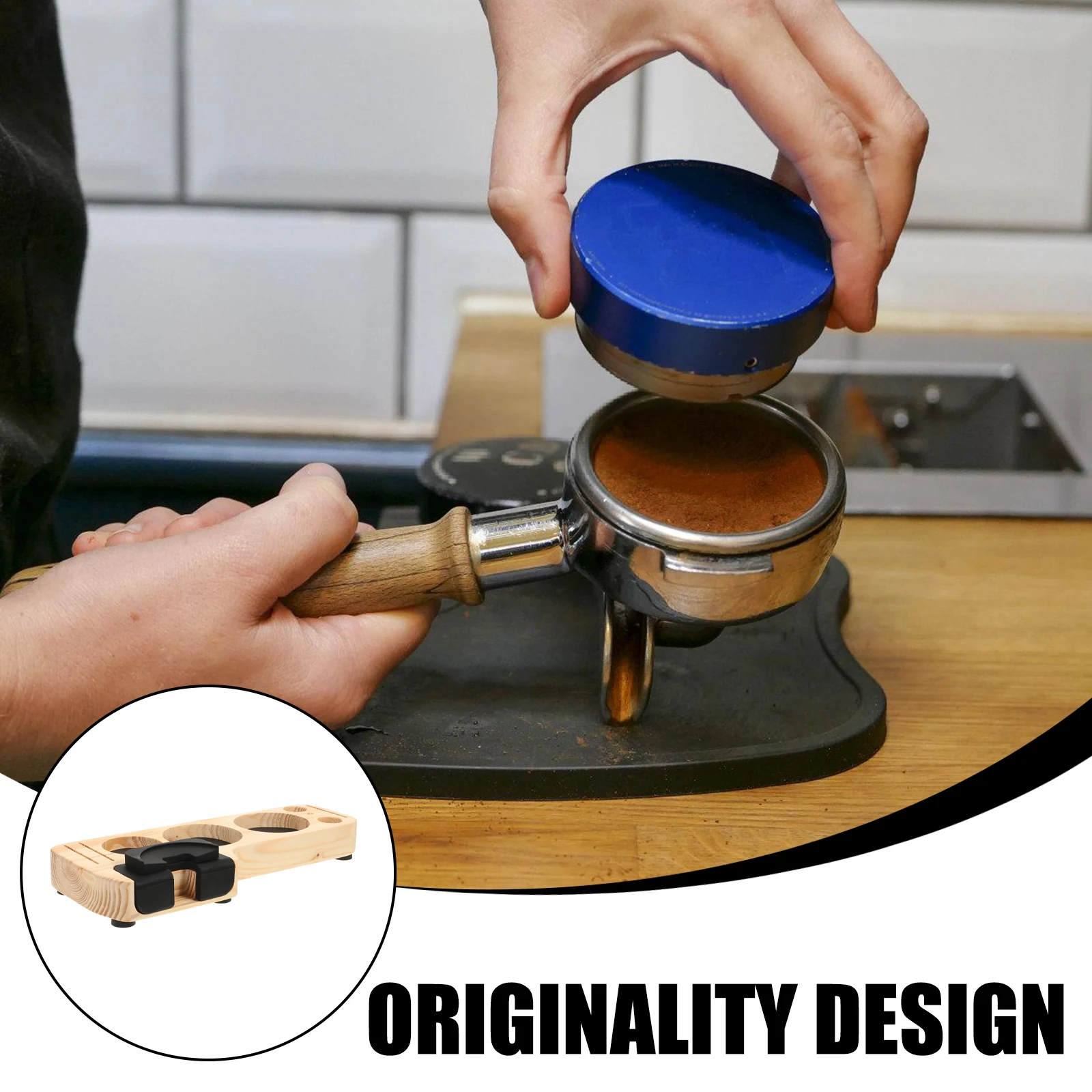 

Coffee Tamper Base Wooden Desktop Holder Stable Tamper -Resistant Coffee Accessory Tool Stand For Home Cafe