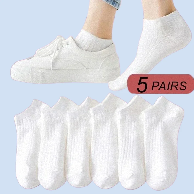 

5/10 Pairs High Quality 100% Cotton Men Women Ankle Short Socks Fashion Invisible Sport Sweat-absorbing Girls Low Cut Boat Socks